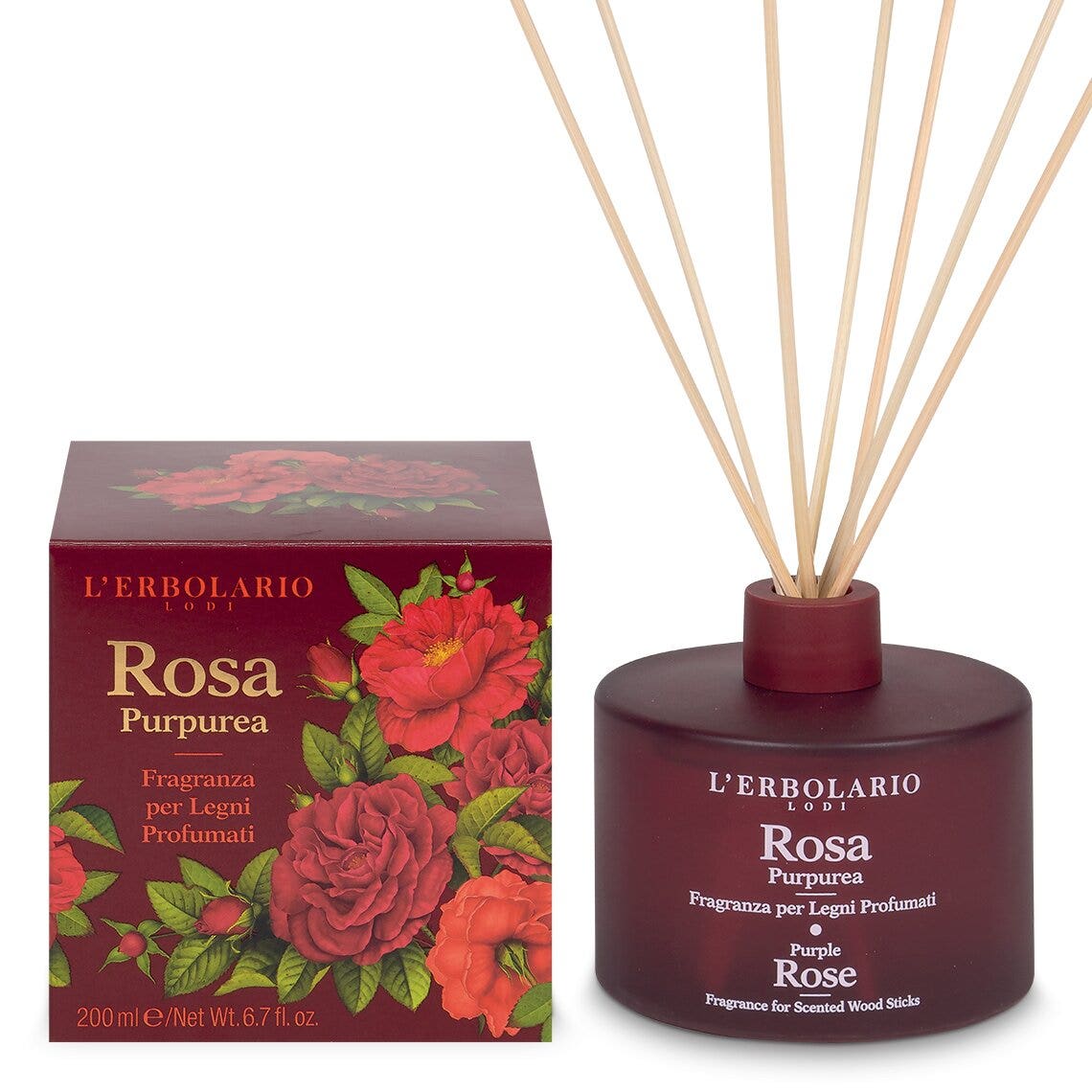 L'Erbolario Fragranza Per Legni Profumati Rosa Purpurea 200ml-1