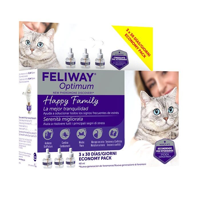 Feliway Optimum Ricarica Diffusore Anti-stress Gatti 3x48ml-2
