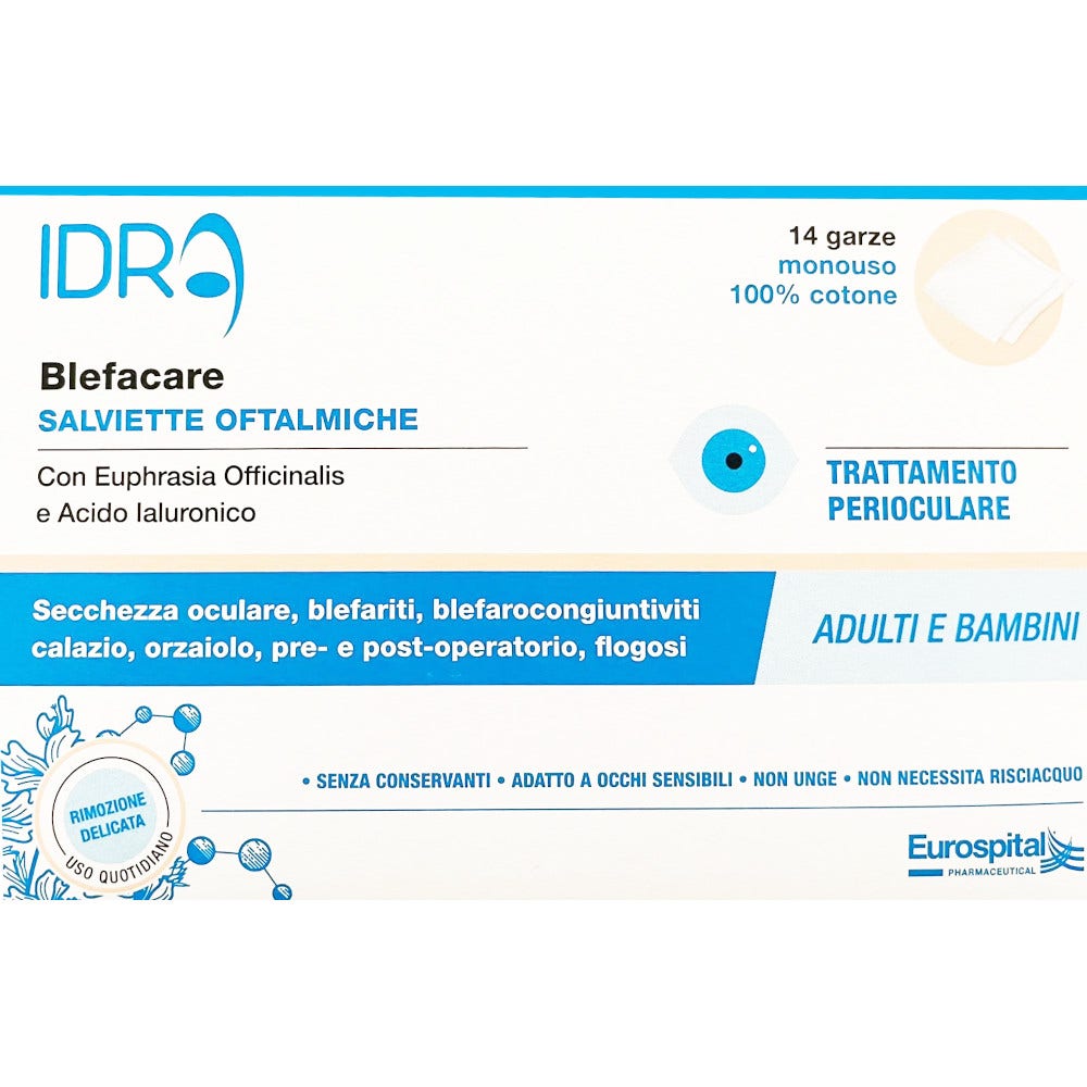 Blefacare Idra Garze Oculari Monouso 14 Pezzi Con Acido Ialuronico E Eufrasia-1