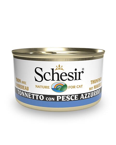 Schesir Tonnetto Con Pesce Azzurro Cibo Umido Gatti Adulti Lattina 85g-2