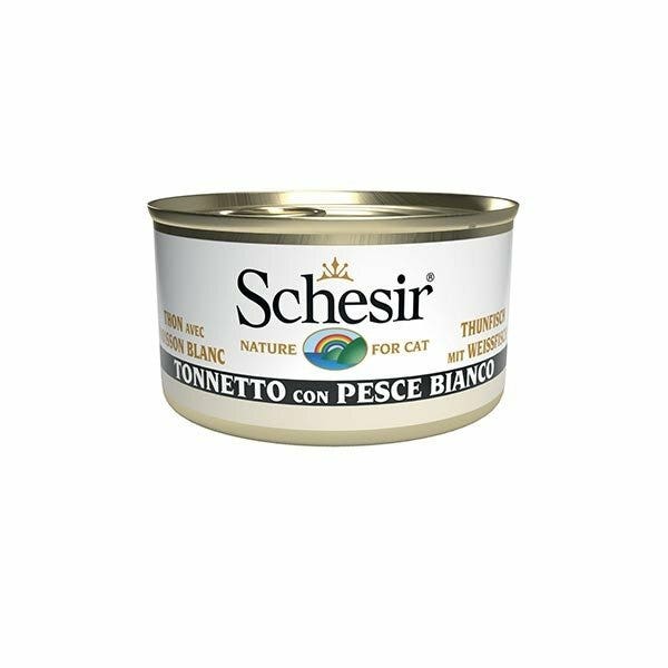 Schesir Tonnetto Con Pesce Bianco Cibo Umido Gatti Adulti Lattina 85g-1