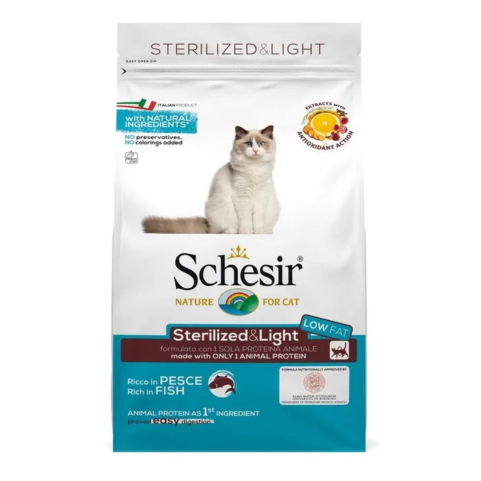 Schesir Sterilized&Light Croccantini Con Pesce Per Gatti Adulti Sacco 10kg-1