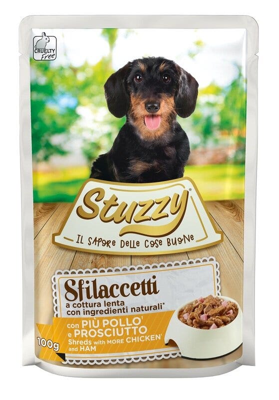 Stuzzy Cane Adulto Sfilaccetti con Pollo e Prosciutto 100g-1