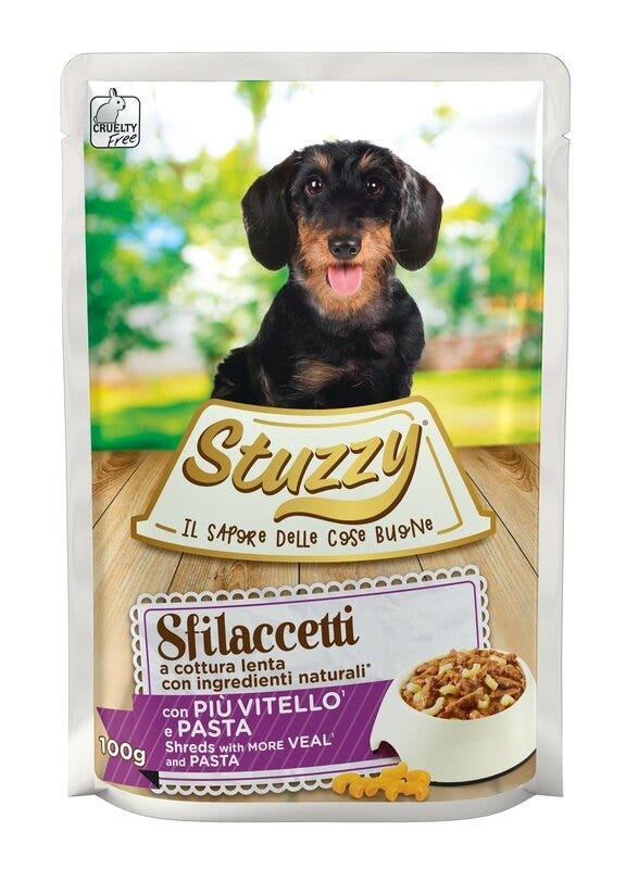 Stuzzy Cane Adulto Sfilaccetti con Vitello e Pasta 100g-1