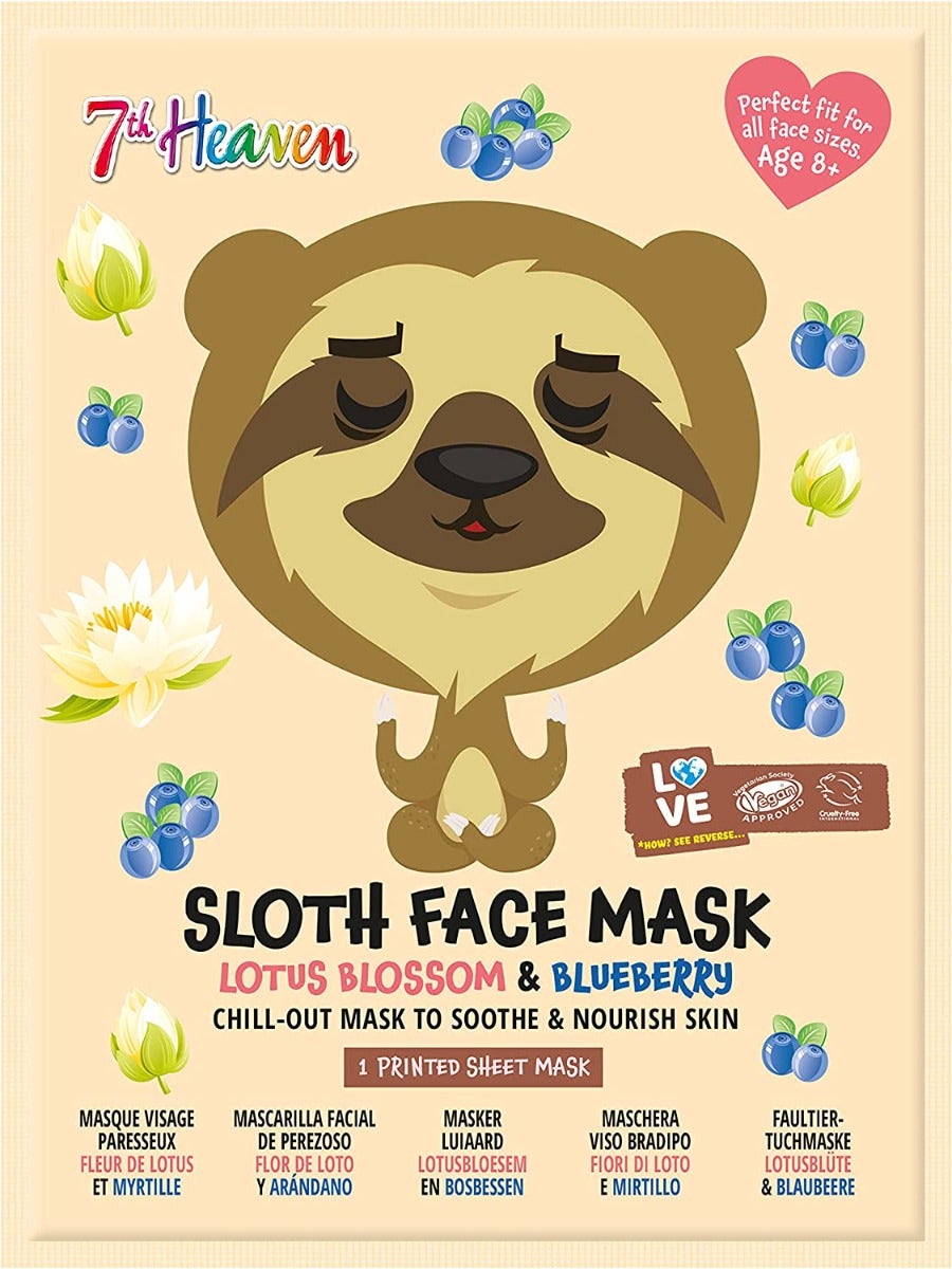 7th Heaven Maschera Viso Tessuto Stampa Bradipo Bambini 6 Anni+-1