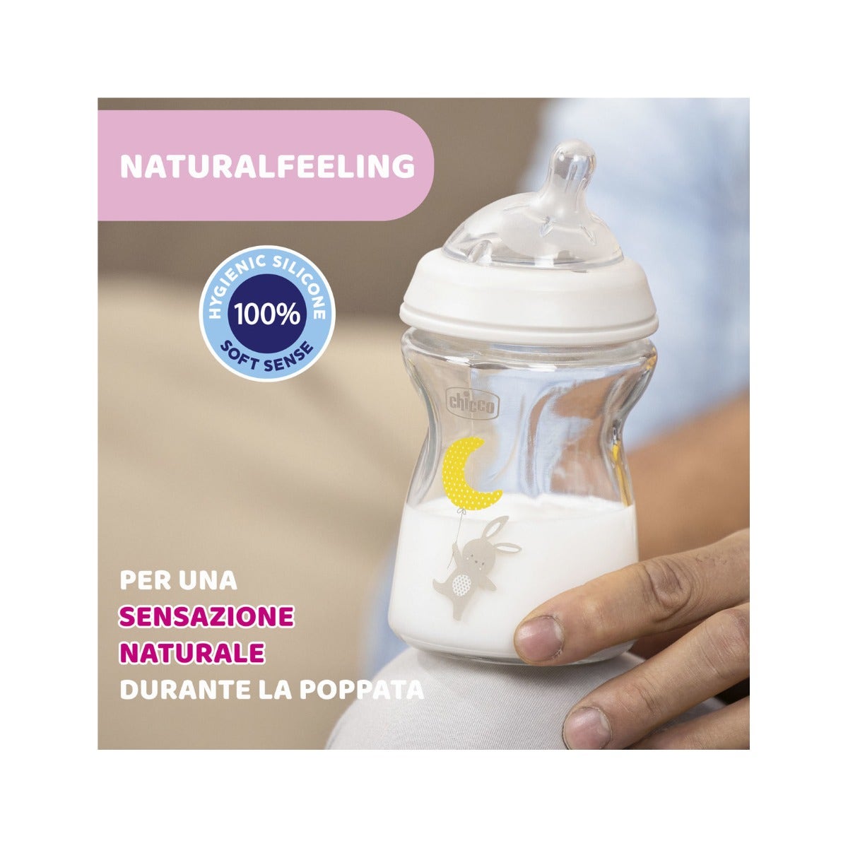 Chicco Biberon In Vetro Natural Feeling Flusso Lento 0 Mesi+ Unisex 250ml-5