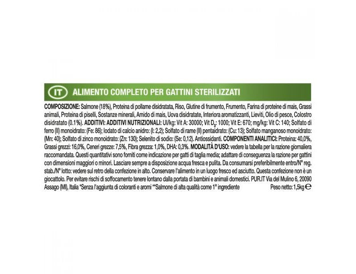 Purina Pro Plan Sterilised Kitten Crocchette Salmone Sacco 1,5kg-4