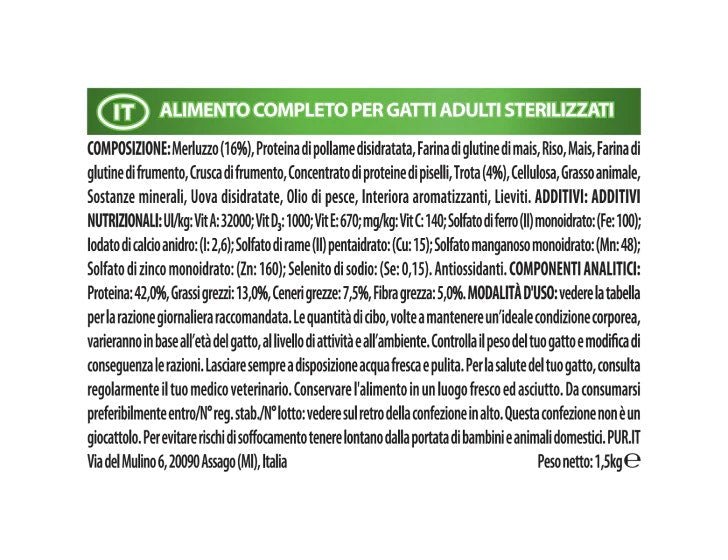 Purina Pro Plan Sterilised Optisavour Adult Gatto Crocchette Merluzzo E Trota Sacco 1,5kg-4