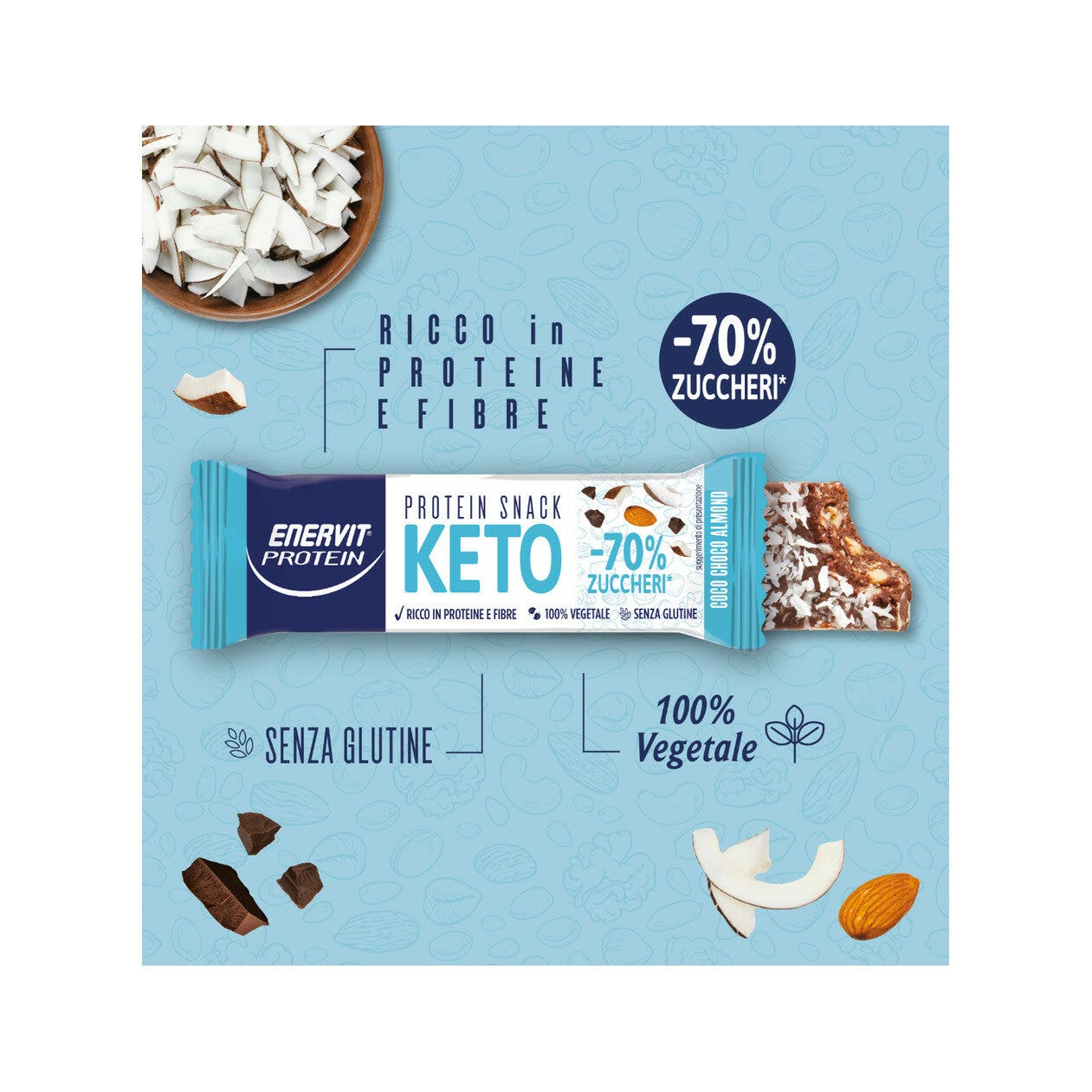 Enervit Protein Snack Keto Coco Choco Almond 35g-2