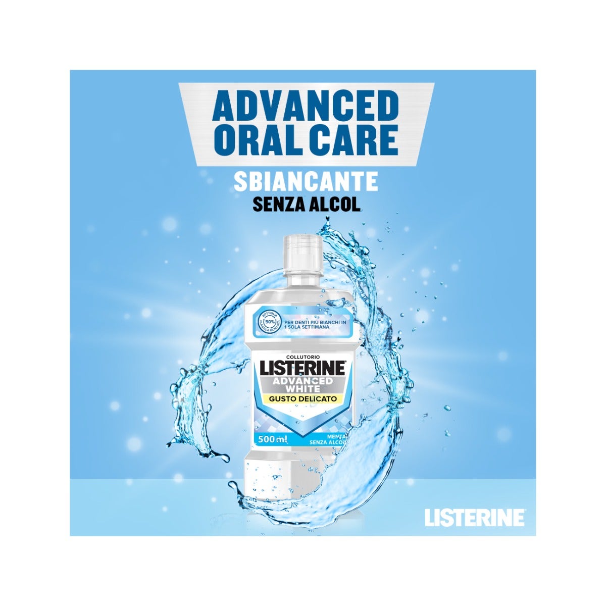 Listerine Advanced White Gusto Delicato Collutorio 500ml-2