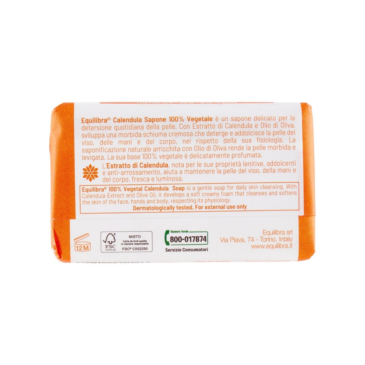 Equilibra Calendula Sapone 100% Vegetale Deterge E Addolcisce 100g-4