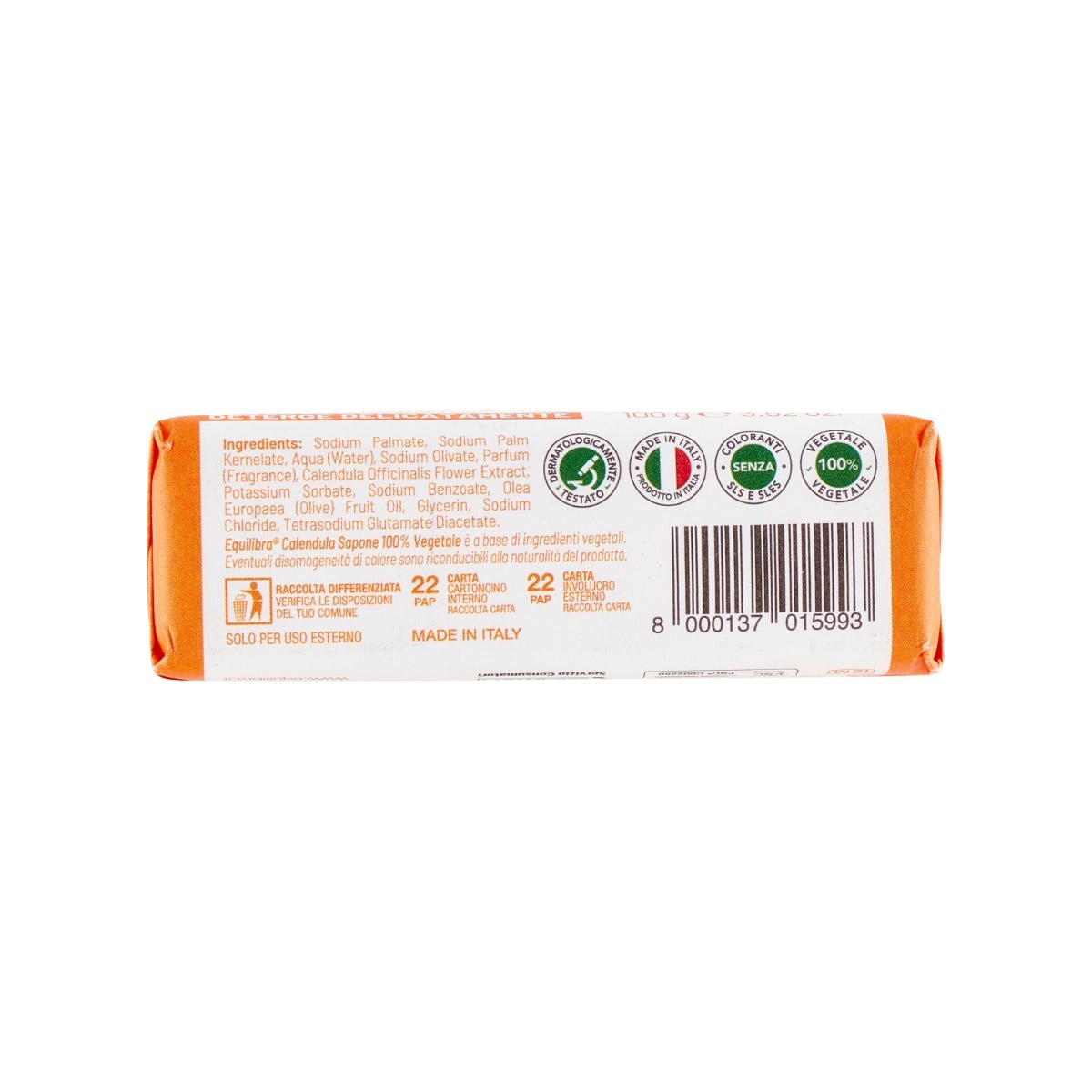 Equilibra Calendula Sapone 100% Vegetale Deterge E Addolcisce 100g-5
