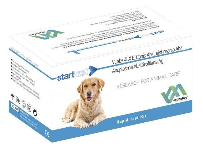 VetMotive Start Test VLabs 4LX E. Canis Ab/Leishmania Ab/Anaplasma Ab/Dirofilaria Ag 10 Kit-2