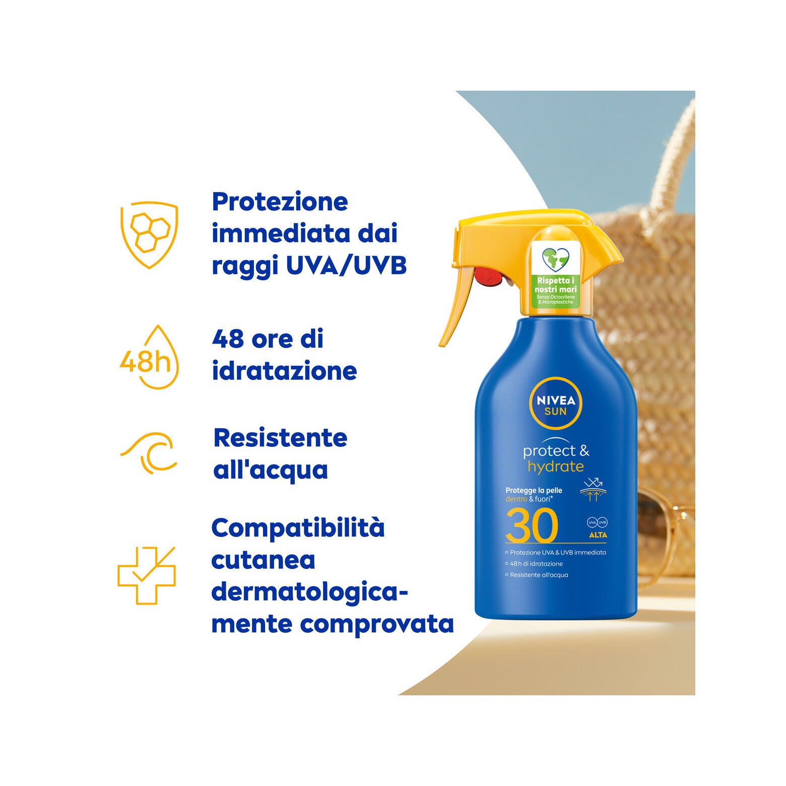 Nivea Sun Spray Solare Protect & Hydrate Fp30 270ml Crema Solare 30 Idratante Per 48 Ore-4