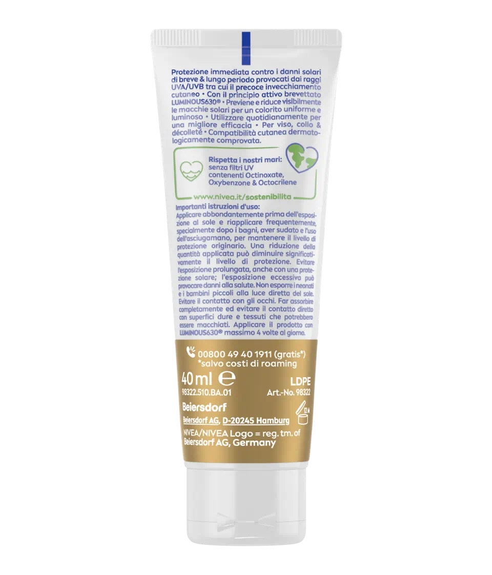 Nivea Sun Fluido Solare UV Viso Anti Macchie Luminous 630 SPF 50 40ml-3