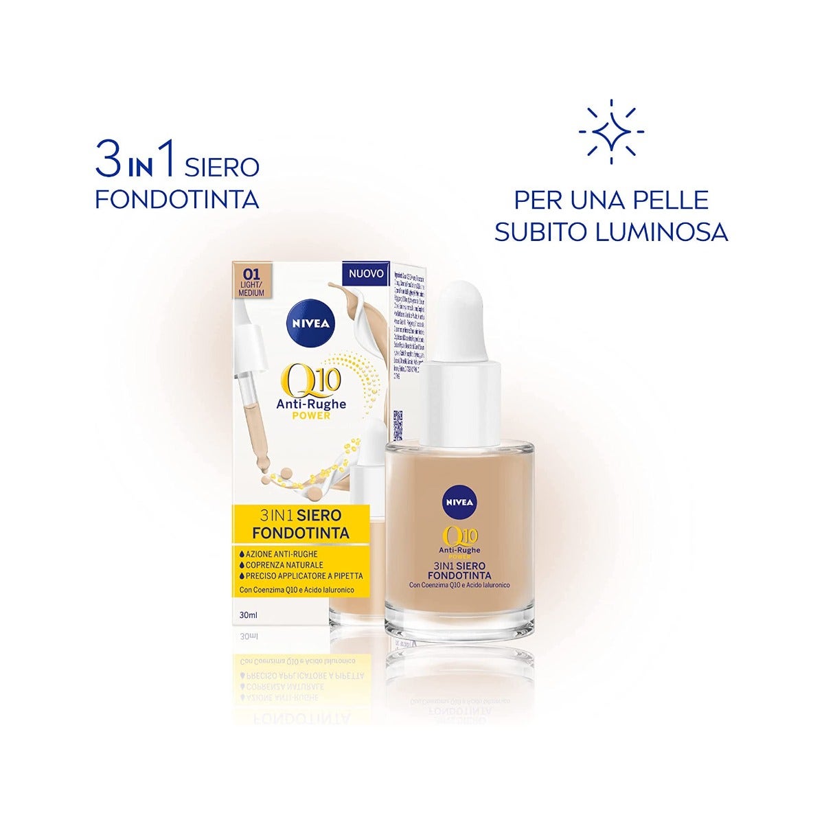 Nivea Q10 Power Anti-Rughe 3In1 Siero Fondotinta Light/Medium 30ml-7