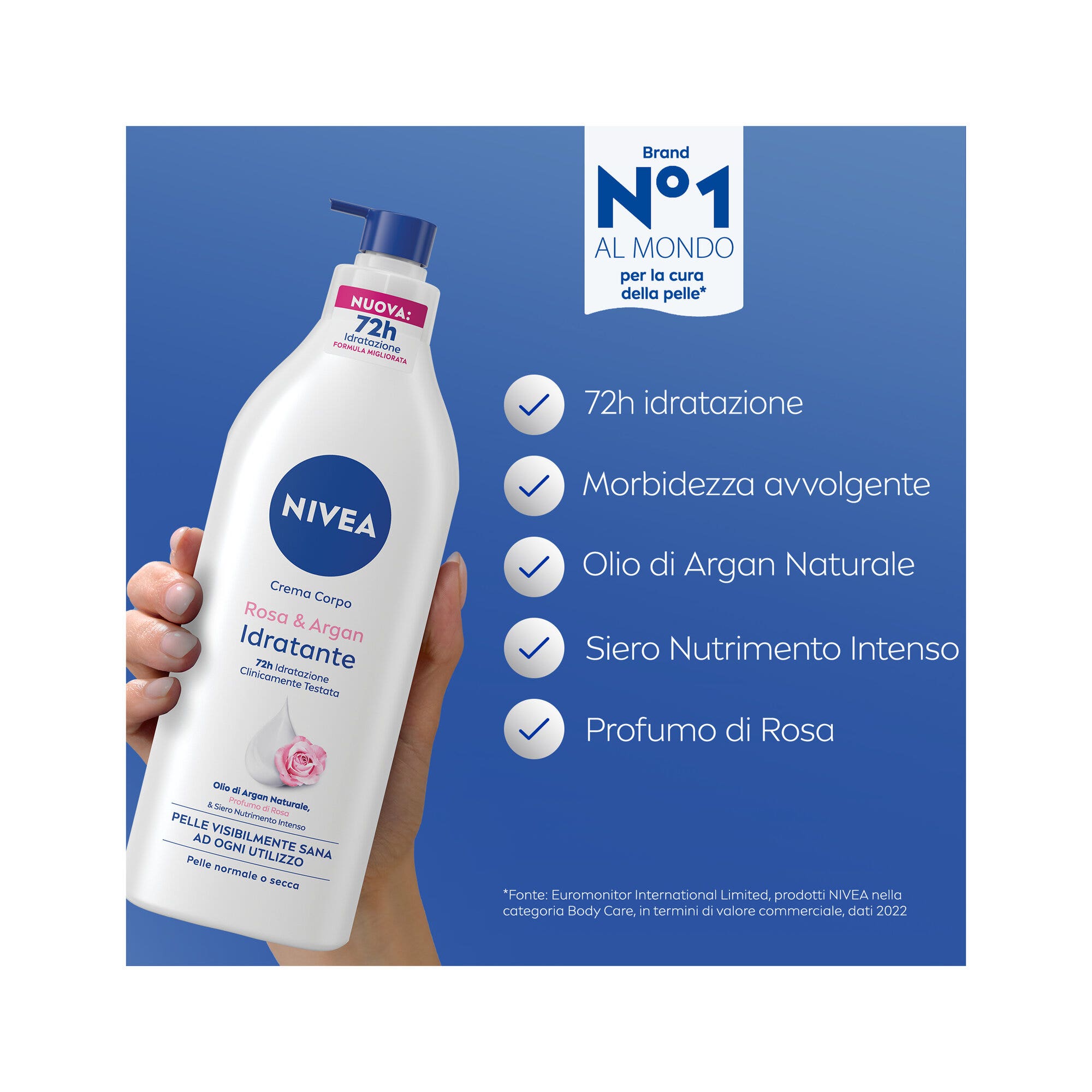 Nivea Crema Corpo Idratante Rosa & Argan Idratante 72h Profumata Alla Rosa 500ml-2