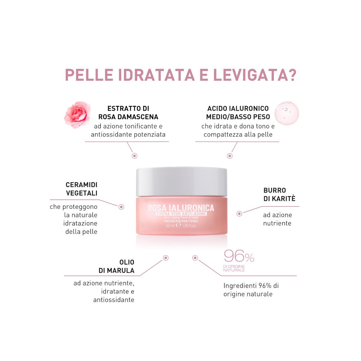 Equilibra Rosa Ialuronica Crema Viso Anti-aging 50ml-2