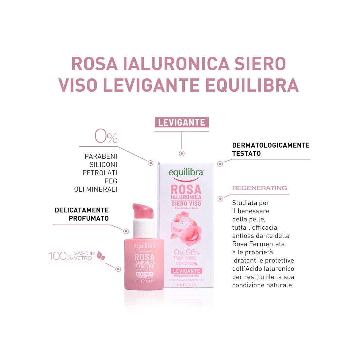 Equilibra Rosa Ialuronica Siero Viso Levigante 30ml-2