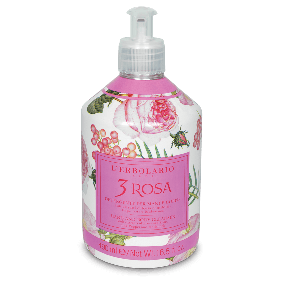 L'Erbolario Detergente Mani e Corpo 3 Rosa 490ml-1