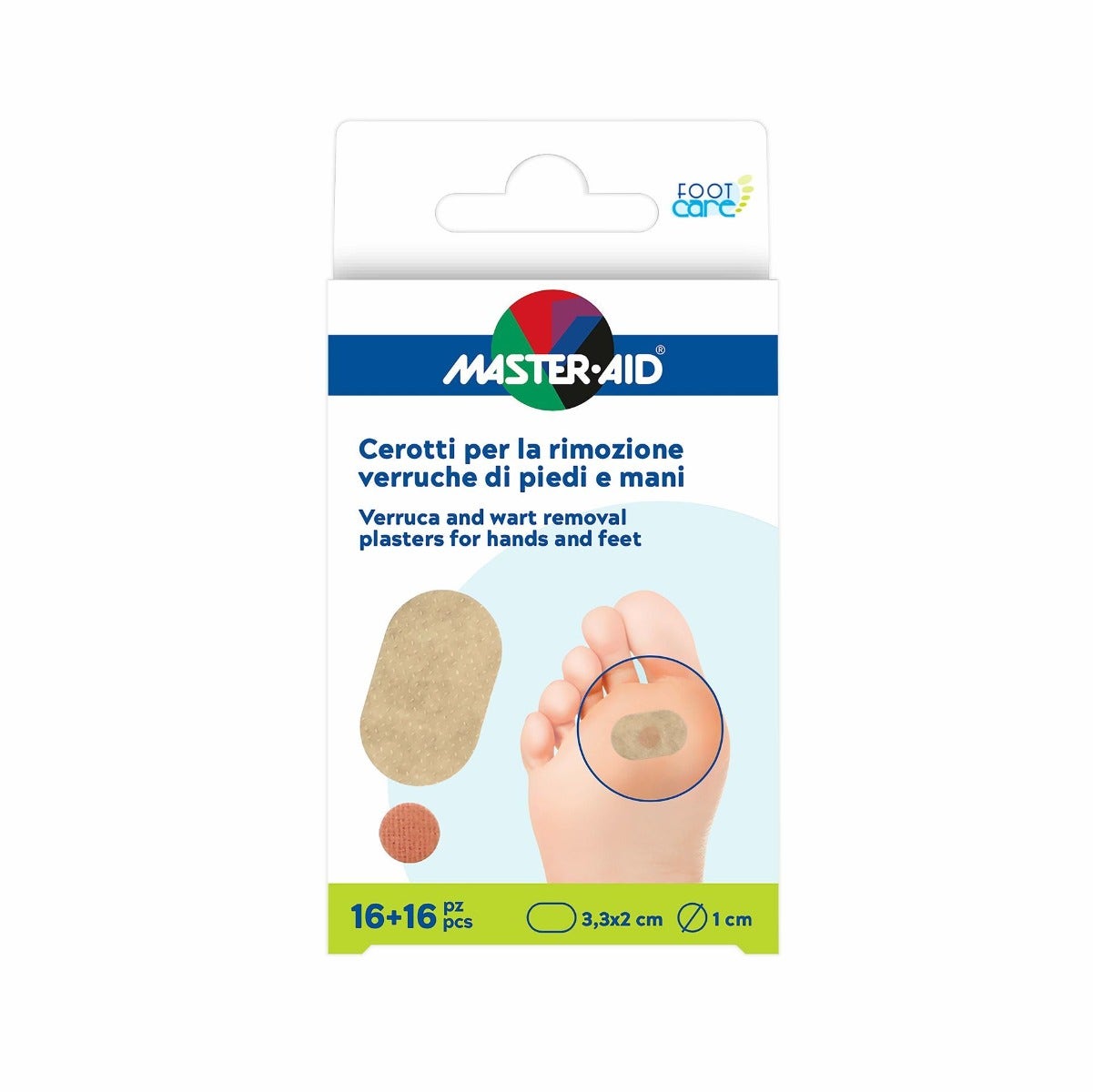 Master-Aid Cerotti Rimozione Verruche Di Piedi E Mani 16+16 Pezzi-1