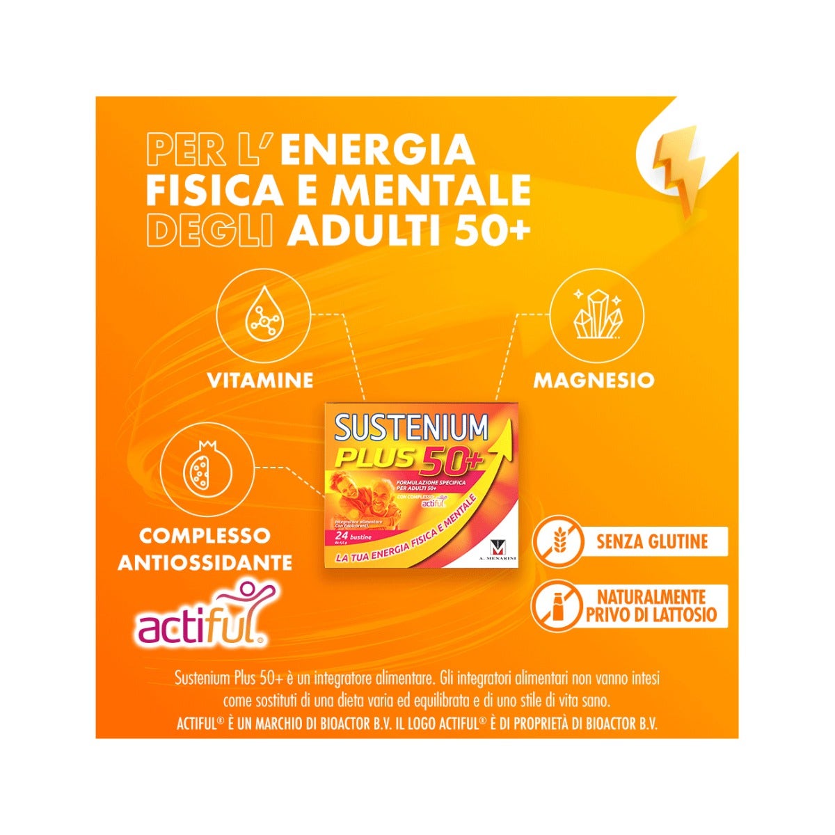Sustenium Plus 50+ 24 Bustine - Integratore Energetico Over 50 – Farmae ...