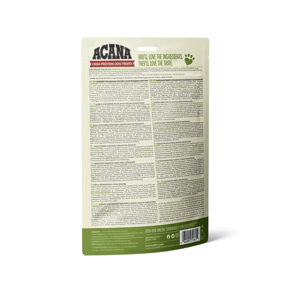 Acana Cane High Protein Dog Treats Crunchy Ricetta Fegato di Maiale Busta 100g-3