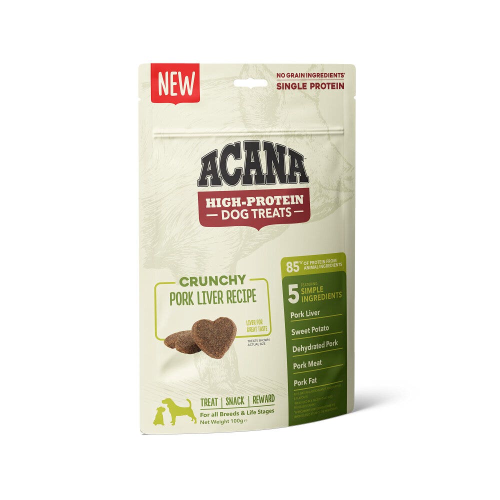 Acana Cane High Protein Dog Treats Crunchy Ricetta Fegato di Maiale Busta 100g-1