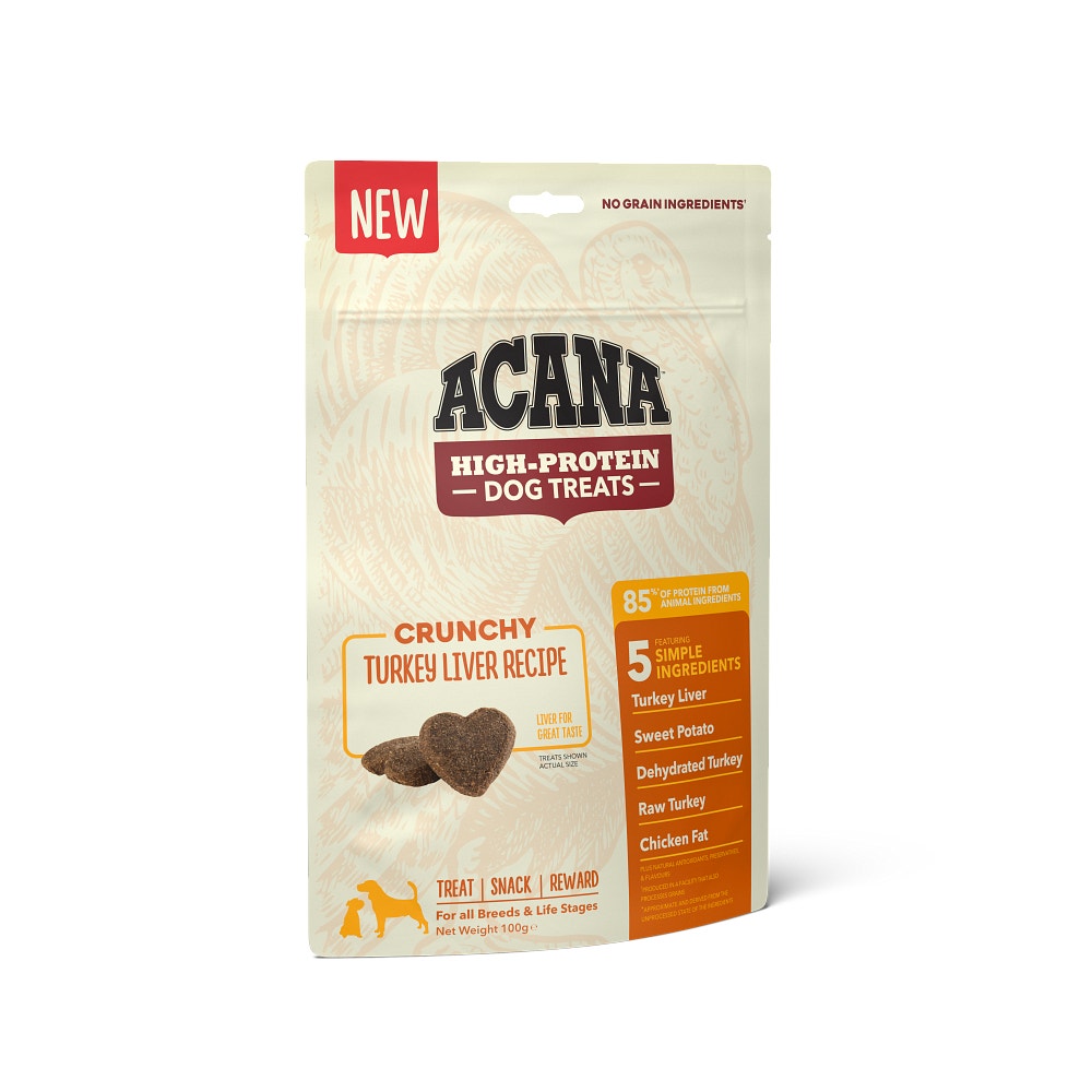 Acana Cane High Protein Dog Treats Crunchy Ricetta Fegato di Tacchino Busta 100g -2