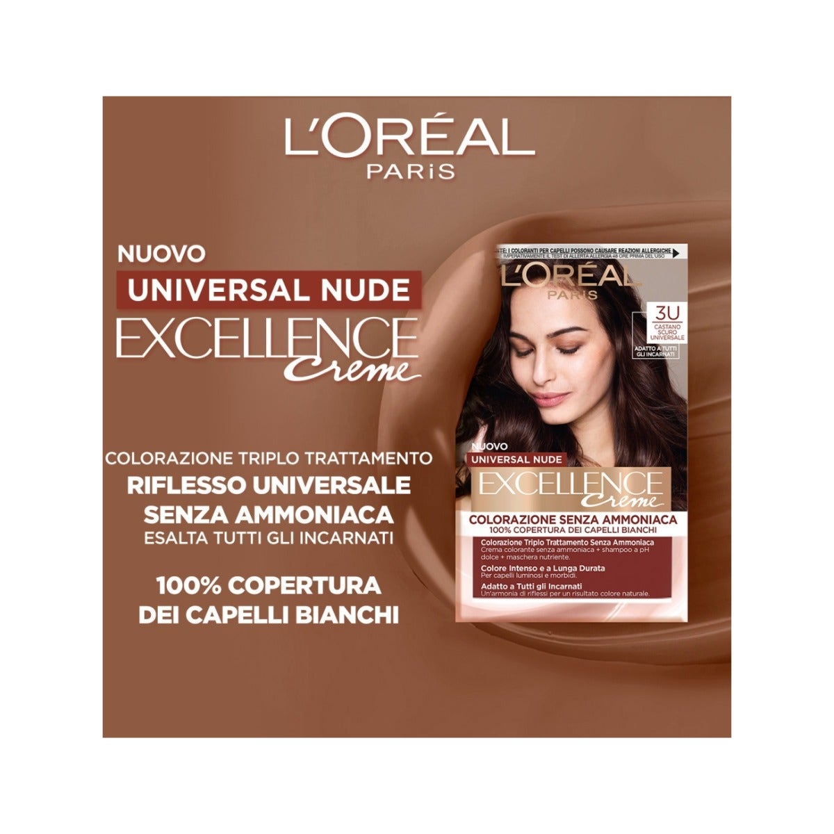 L'Oréal Paris Kit Excellence Universal Nude Colorazione Permanente 3U Castano Scuro Universale-2