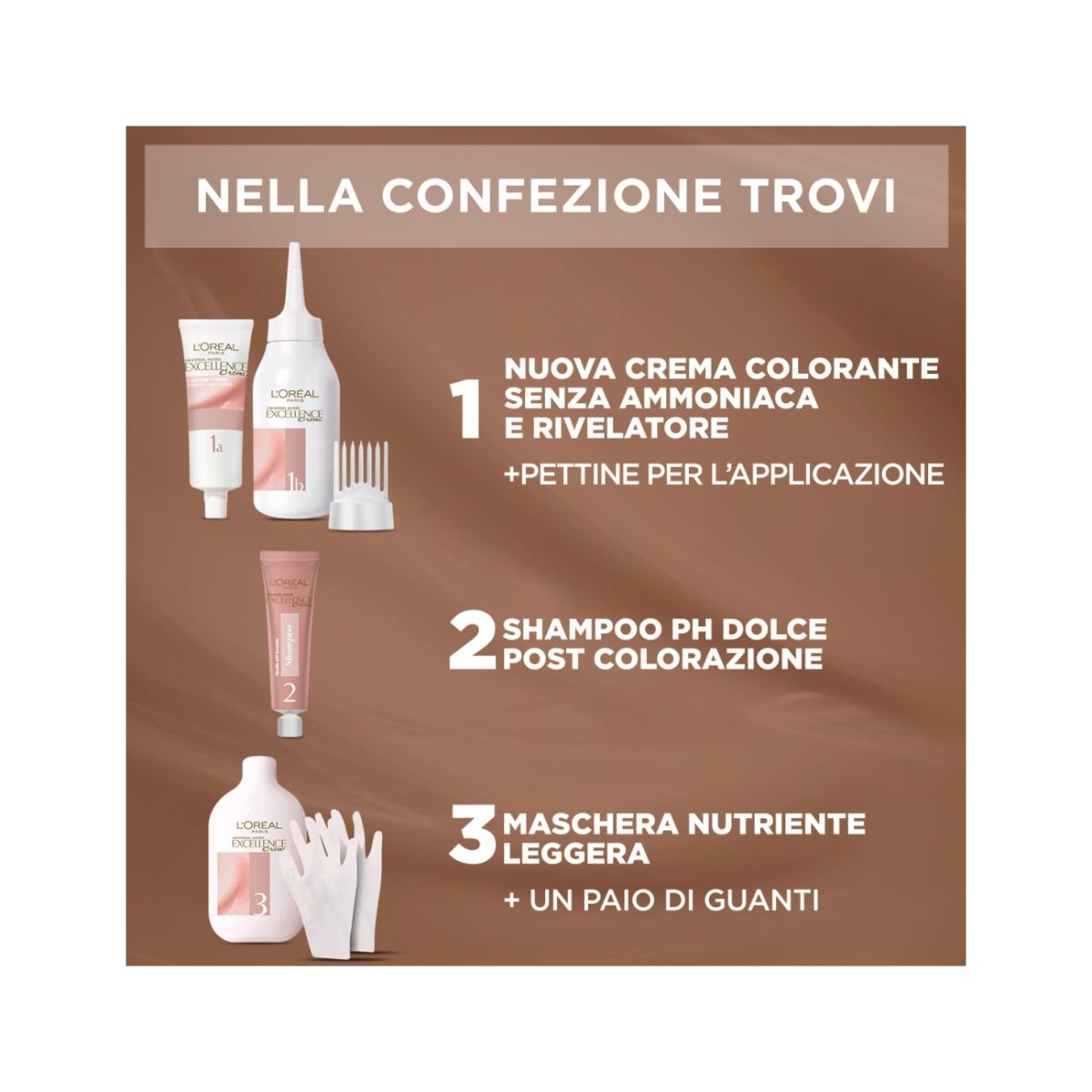 L'Oréal Paris Kit Excellence Universal Nude Colorazione Permanente 3U Castano Scuro Universale-5