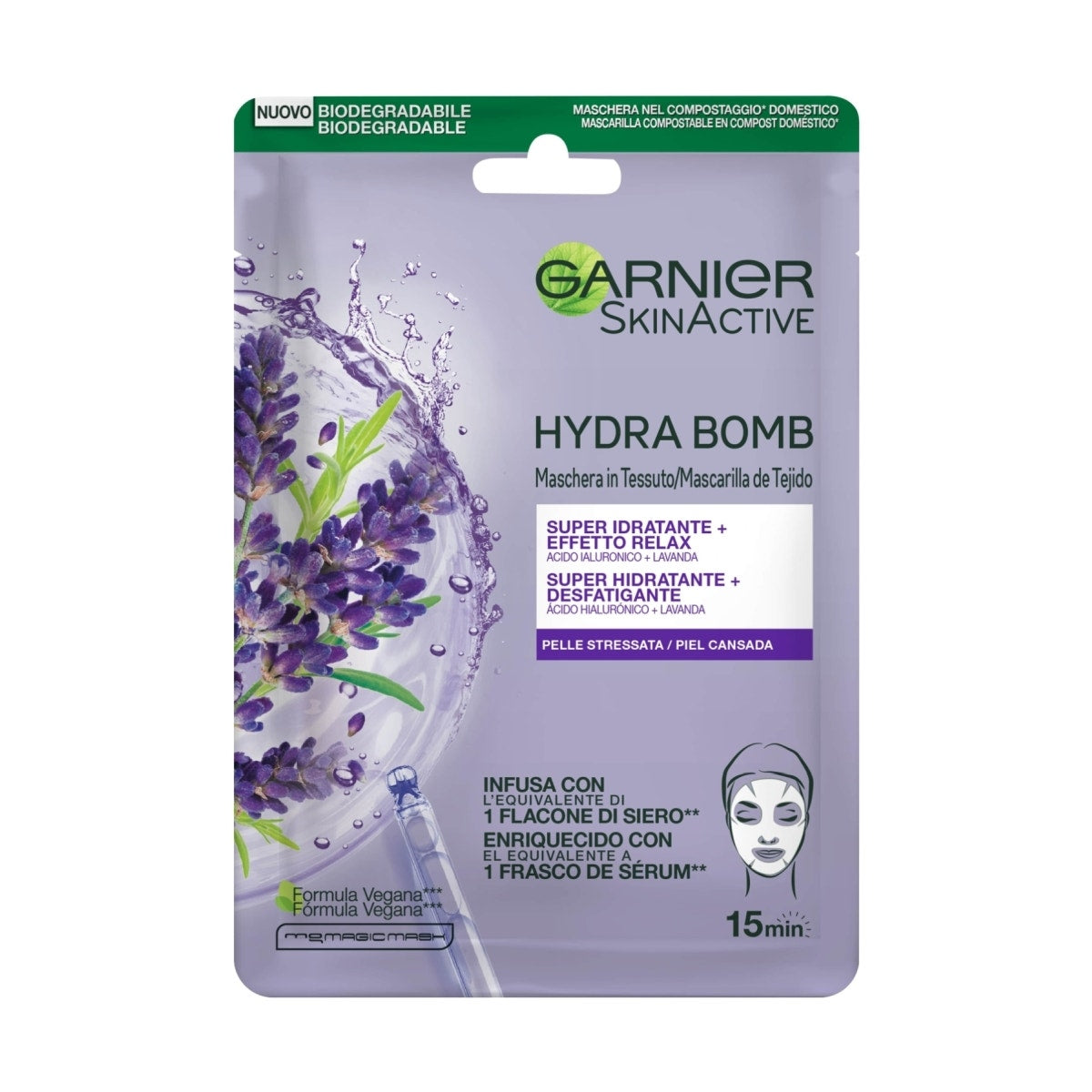 Garnier Maschera In Tessuto Hydra Bomb Con Acido Ialuronico E Lavanda 28g-1