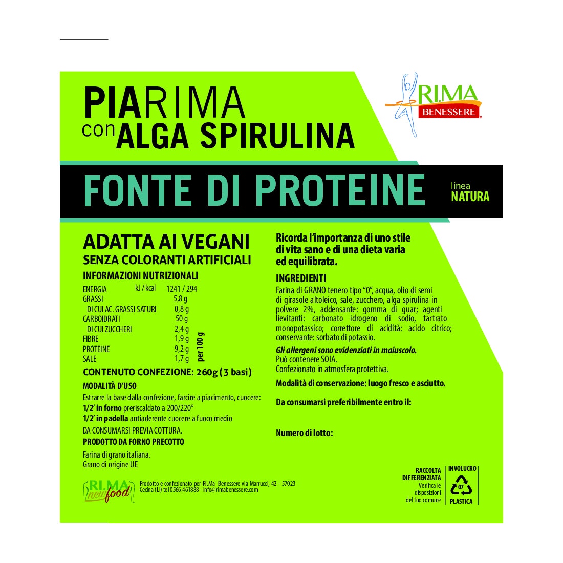 Rima Piadina Gusto Alga Spirulina 260g-2