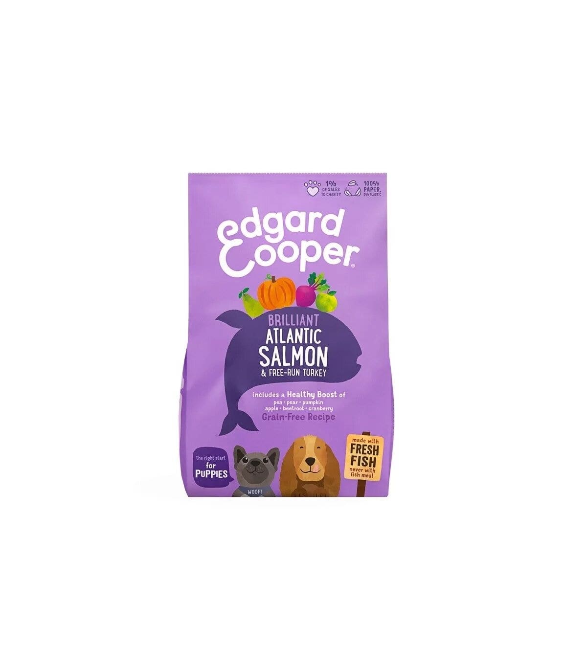 Edgard & Cooper Puppy Salmone E Tacchino Allevato A Terra Senza Cereali Crocchette per Cani 12 Kg-1