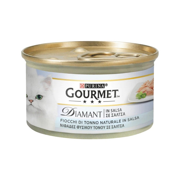 Purina Gourmet Diamant Fiocchi Di Tonno Naturale In Salsa Per Gatti Lattina 85g-1