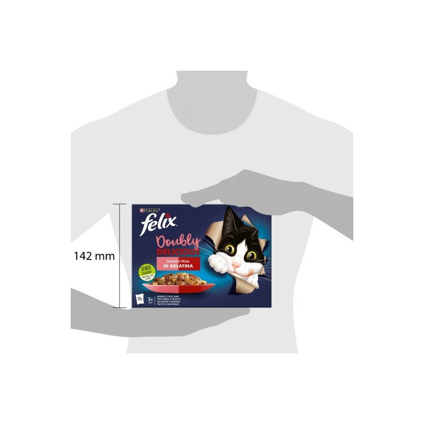 Purina Felix Le Ghiottonerie Manzo/Tacchino/Salmone/Trota Cibo Umido Gatti Adulti Busta 12x85g-2
