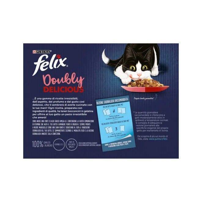 Purina Felix Le Ghiottonerie Manzo/Tacchino/Salmone/Trota Cibo Umido Gatti Adulti Busta 12x85g-8