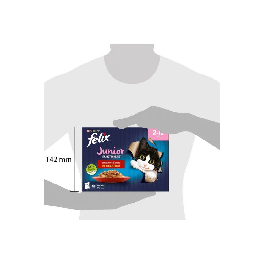 Purina Felix Le Ghiottonerie Junior Gusto Manzo/Pollo Cibo Umido Per Gattini Busta 12x85g-2