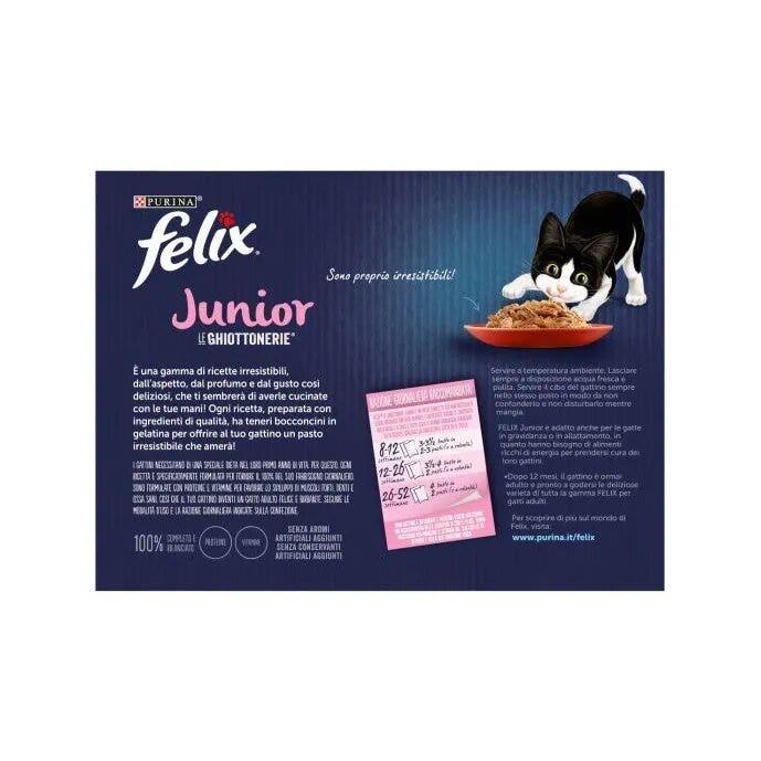 Purina Felix Le Ghiottonerie Junior Gusto Manzo/Pollo Cibo Umido Per Gattini Busta 12x85g-8