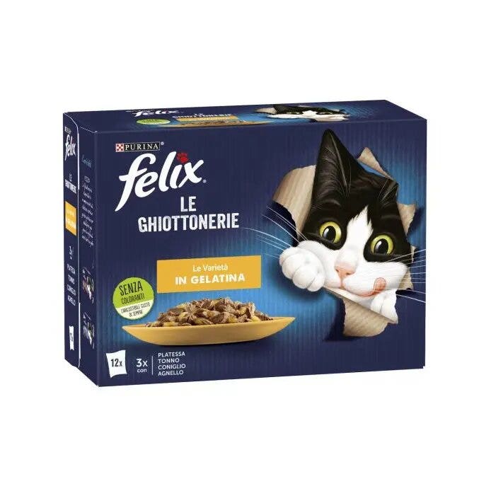 Purina Felix Le Ghiottonerie Gusto Platessa/Tonno/Coniglio/Agnello Cibo Umido Gatti Adulti Busta 12x85g-7