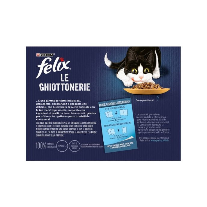 Purina Felix Le Ghiottonerie Gusto Platessa/Tonno/Coniglio/Agnello Cibo Umido Gatti Adulti Busta 12x85g-3