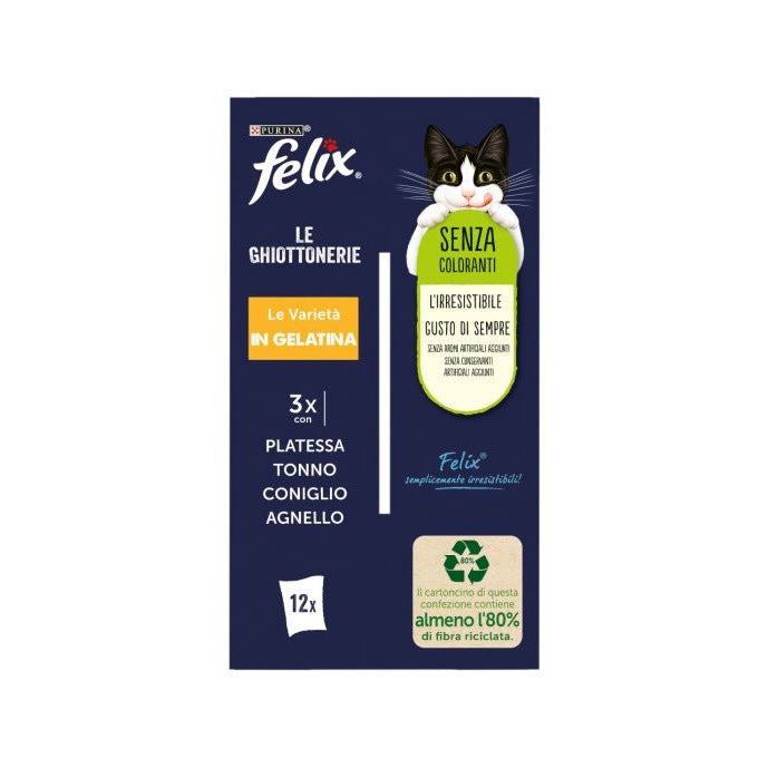 Purina Felix Le Ghiottonerie Gusto Platessa/Tonno/Coniglio/Agnello Cibo Umido Gatti Adulti Busta 12x85g-4