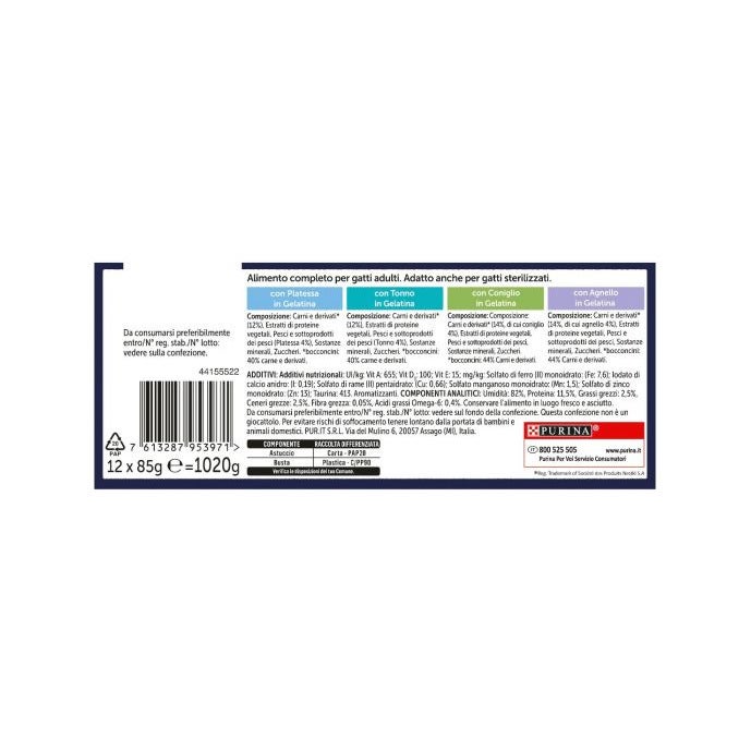 Purina Felix Le Ghiottonerie Gusto Platessa/Tonno/Coniglio/Agnello Cibo Umido Gatti Adulti Busta 12x85g-5