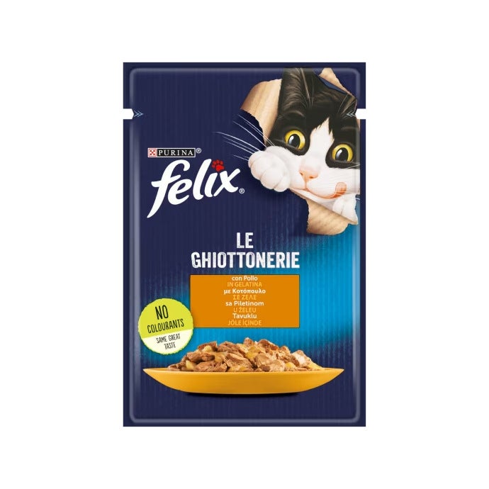 Purina Felix Le Ghiottonerie Gusto Pollo Cibo Umido Gatti Adulti Busta 85g-1