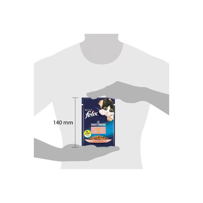 Purina Felix Le Ghiottonerie Gusto Salmone/Zucchine Cibo Umido Gatti Adulti Busta 85g-4