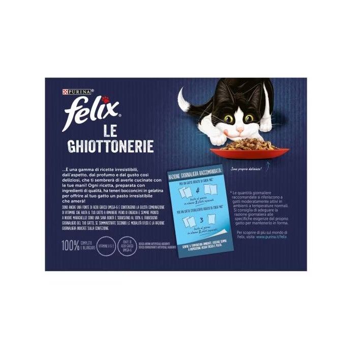 Purina Felix Le Ghiottonerie Selezioni Gusto Manzo/Pollo Cibo Umido Gatti Adulti Busta 12x85g-2