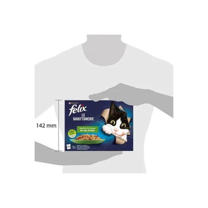 Purina Felix Le Ghiottonerie Manzo/Pollo /Salmone/Trota Con Verdure Cibo Umido Gatti Adulti Busta 12x85g-11
