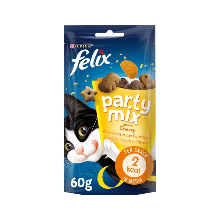 Purina Felix Party Mix Cheezy Ai Formaggi Snack Gatti Adulti Busta 60g-1