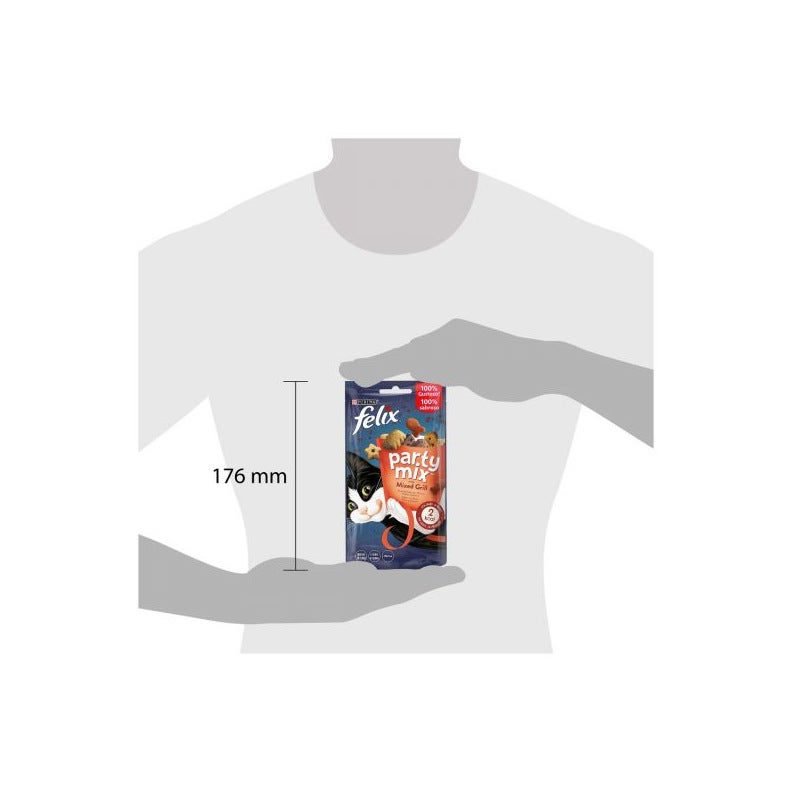 Purina Felix Party Mix Mixed Grill Manzo/Pollo/Salmone Snack Gatti Adulti Busta 60g-4