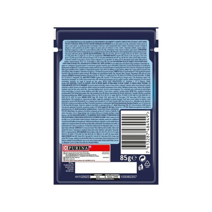 Purina Felix Sensations Jellies Gusto Salmone/Gamberetti Cibo Umido Gatti Adulti Busta 80g-3